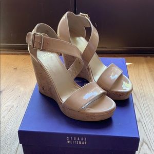 Stuart Weitzman Nude Cork Wedges